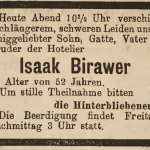 Birawer Isaak (syn), nekrolog, 1884, Der Oberschlesische Wanderer Jg. 56, No. 33, s. 4