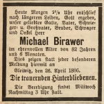 Birawer Michael, nekrolog - Der Oberschlesische Wanderer 1886, Jg. 59, No 97, s. 4