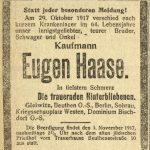 E. Haase, 1917, wzmianka o zgodnie - Der Oberschlesische Wanderer Jg 91, Nr 251, s. 4