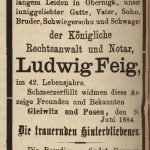 Feig Ludwig, nekrolog - Der Oberschlesische Wanderer Jg, 57-Nr 145 s. 4. 1884
