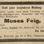 Feig Moses, nekrolog - Der Oberschlesische Wanderer 1894, Jg. 66, No. 70, s. 3