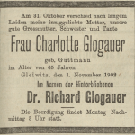 Glogauer Charlotte, wzmianka o zgodnie - Der Oberschlesische Wanderer 1902, Jg. 75, No. 256, s. 7 (.)