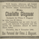 Glogauer Charlotte, wzmianka o zgodnie - Der Oberschlesische Wanderer 1902, Jg. 75, No. 256, s. 7