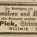 M. Pick, reklama kamieniarska, Der Oberschlesische Wanderer 1903, Jg. 76, No. 86
