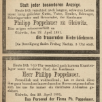 Poppelauer Ph., 1891, wzmianka o zgodnie - Der Oberschlesische Wanderer, jg. 64, no 93, s. 7
