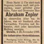 Zepler A, wzmianka o zgodnie - Der Oberschlesische Wanderer 1886, Jg 59, No 277, s. 2